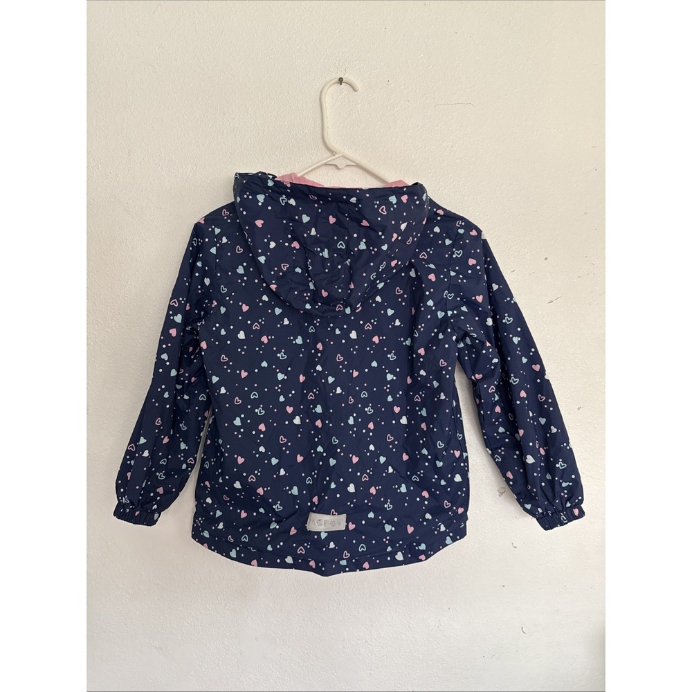 MGEOY Girls Lightweight Waterproof Hooded Rain Jacket Navy Hearts Sz 7-8 - Picture 6 of 7